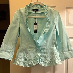 Talbots Jacket "The Grace" Ruffle Cotton Jacket Size 8 NWT